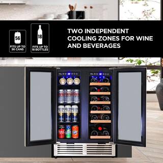 Koolatron 24-Inch Dual Zone Built-In Wine Cooler Beverage Fridge KBBC-22