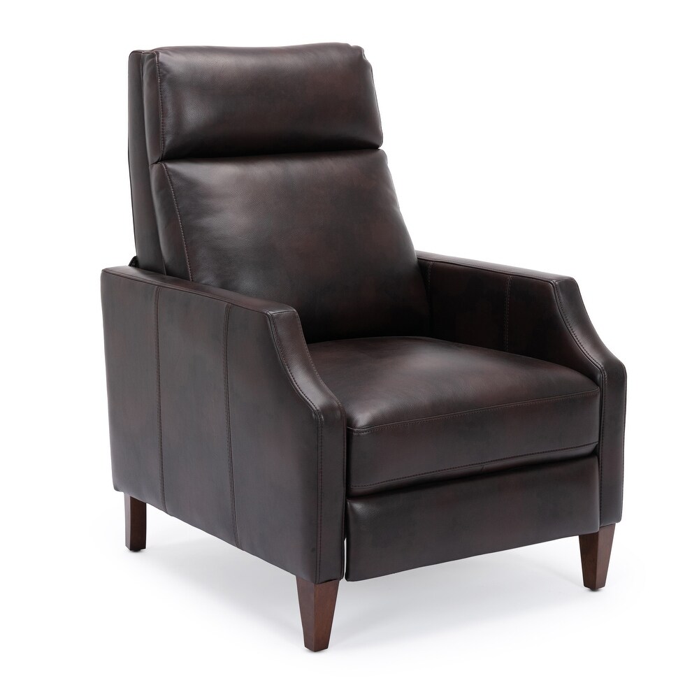 PU Leather Club Chairs Casual Single Sofa Push Back Recliner Arm Chairs Accent Chairs with Solid Wood Legs for Living Room