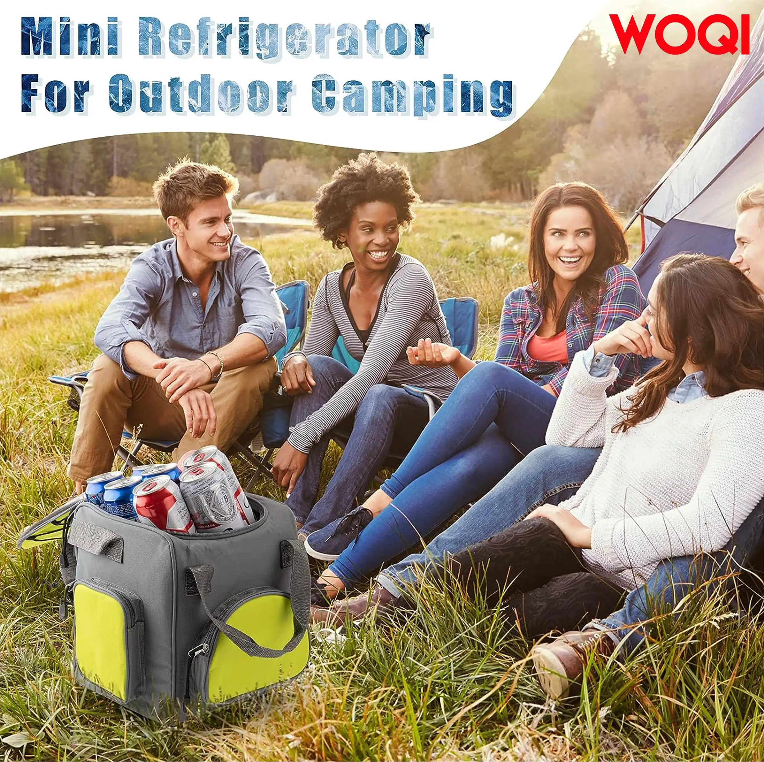 WOQI travel car cooler  small car electric cooler   mini car refrigerator  camping portable refrigerator