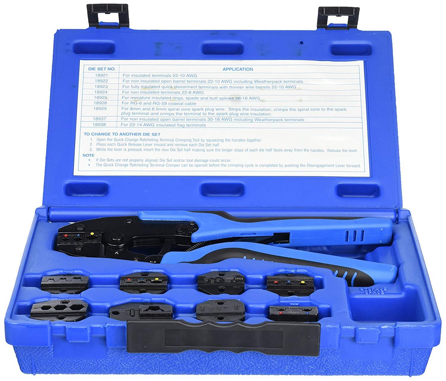 SandG Tool 18980 SandG Tool Aid 9-Die Quick-Change Ratcheting Crimping Kits