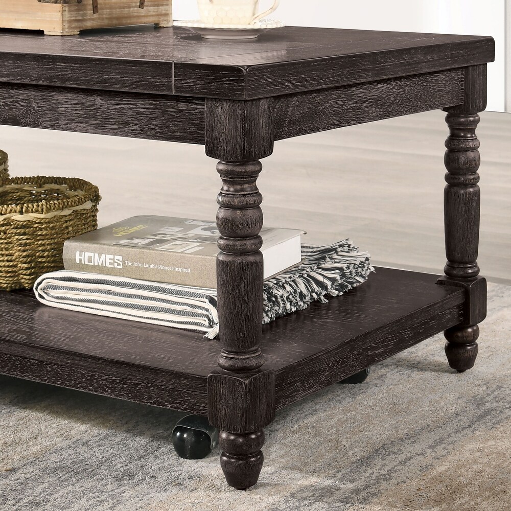 Devington Rustic Grey 46 inch Wood 3 Piece Coffee Table Set by Furniture of America