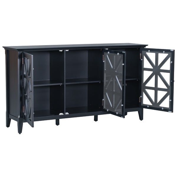 Black 3-Doors Entryway Console Table with Adjustable Shelves