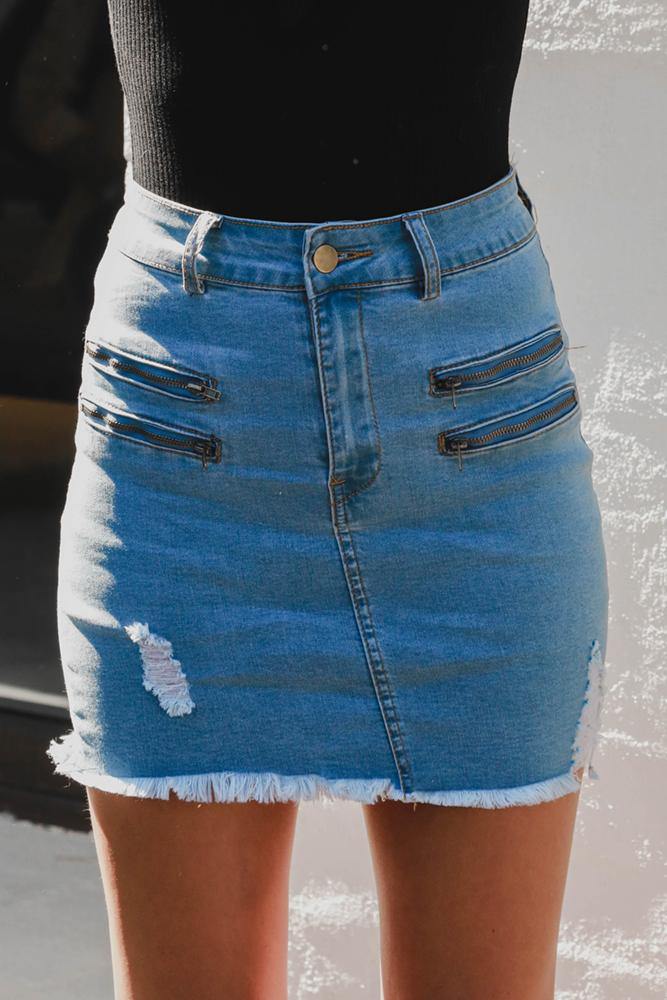 Good To Me Skirt Light Denim