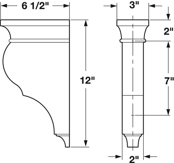 Hafele 194.69.150 Corbel  12 x 3 x 6 1/2 (H x W...