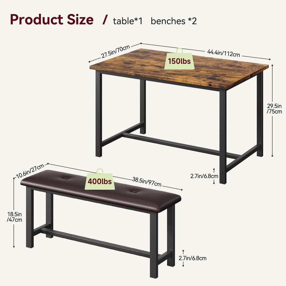 Dining Table Set for 4  Kitchen Table with Benches