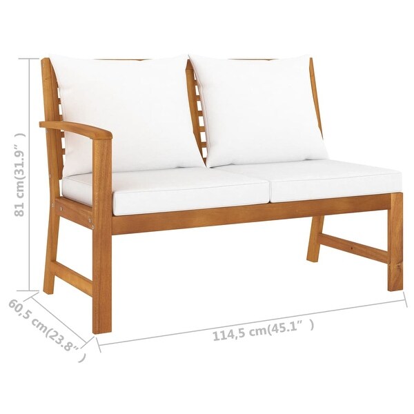 vidaXL 5 Piece Patio Lounge Set with Cushion Cream Solid Acacia Wood