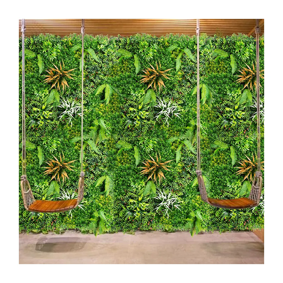 Pq66 Landscaping UV Protection Greenery Grass Backdrop Plastic Artificial Plant Wall Panel Hedge for Home Garden Decor