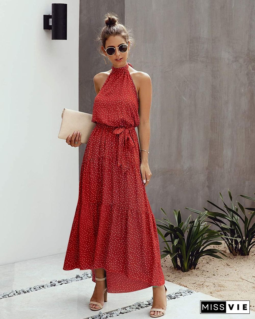 Halter Neck Backless Maxi Dress