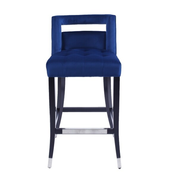 Suede Velvet Barstool with nailheads ， Dining Room Chair with Birch Wood Leg for Dining Room Living Room