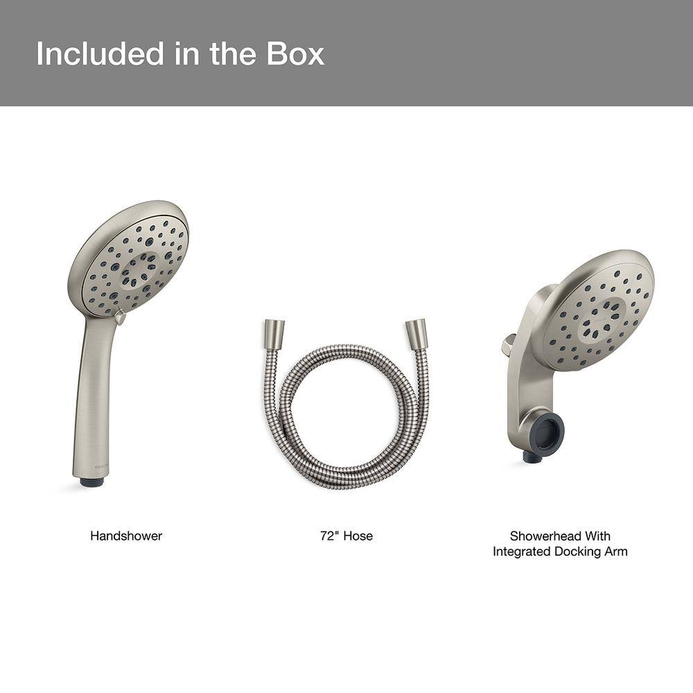 KOHLER Claro 1-Spray Dual Wall Mount Fixed and Handheld Shower Head 1.75 GPM in Vibrant Brushed Nickel R30236-G-BN