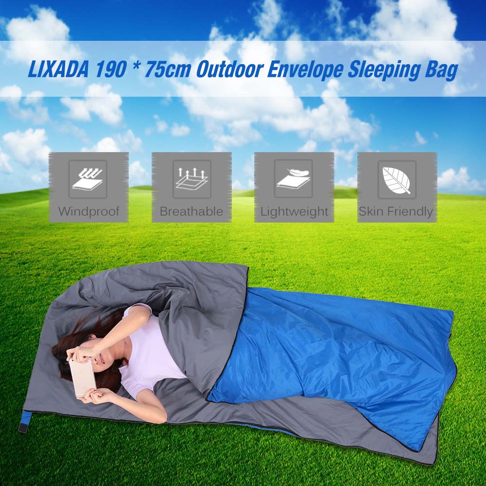 Lixada 190 * 75cm Outdoor Envelope Sleeping Bag Camping Travel Hiking Multifunction Ultra-light 680g