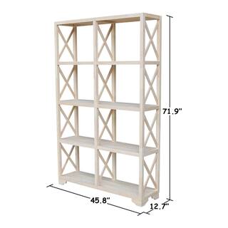 International Concepts 71.9 in. Unfinished Wood 8-shelf Etagere Bookcase with Adjustable Shelves SH-7247X