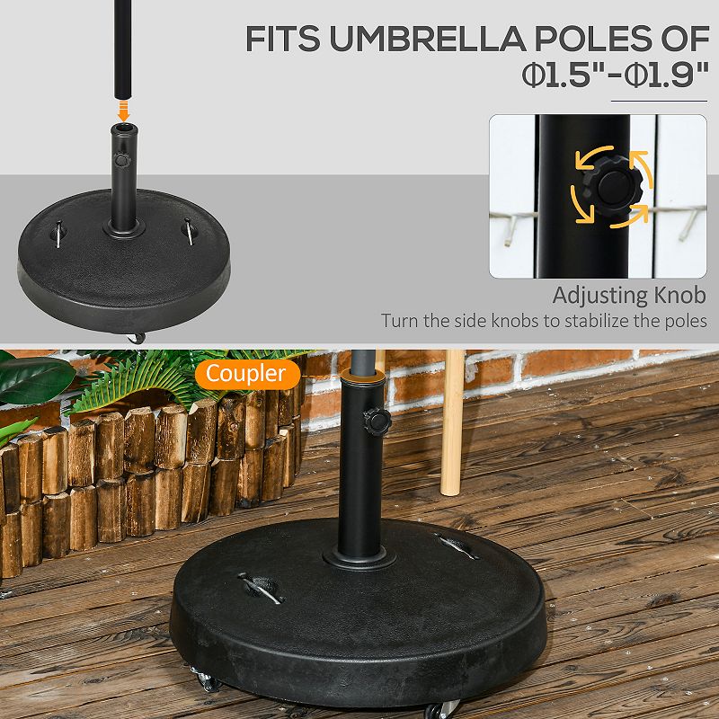 Outsunny 52lbs Patio Umbrella Base with Wheels and Handles， Umbrella Stand