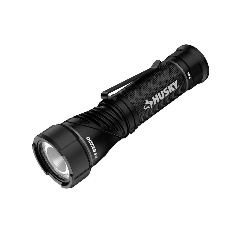 Husky 750 Lumens Dual Power LED Swivel-Head Rechargeable Flashlight with Pocket Clip and Rechargeable Battery HSKY750DPSWF