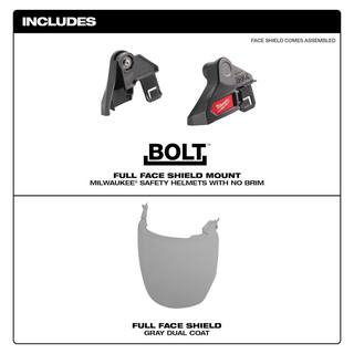 MW BOLT Fog Free Gray Full Face Shield (No Brim Helmet Only) 48-73-1426