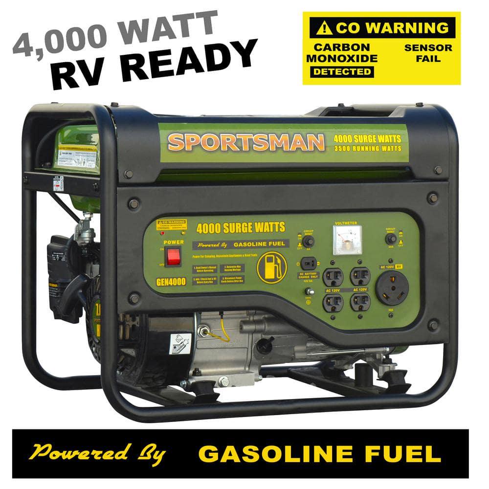 Sportsman 4000Watt3500Watt Recoil Start Gasoline Powered Portable Generator with RV Outlet CO Detector and AutoShutoff