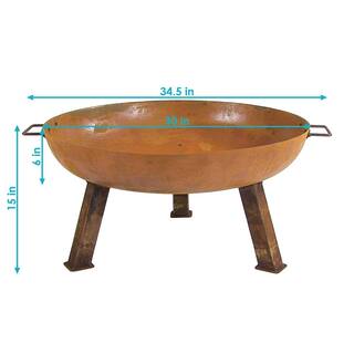 Sunnydaze Decor Rustic 30 in. W x 15 in. H Round Cast Iron Wood-Burning Fire Pit Bowl RCM-LG569