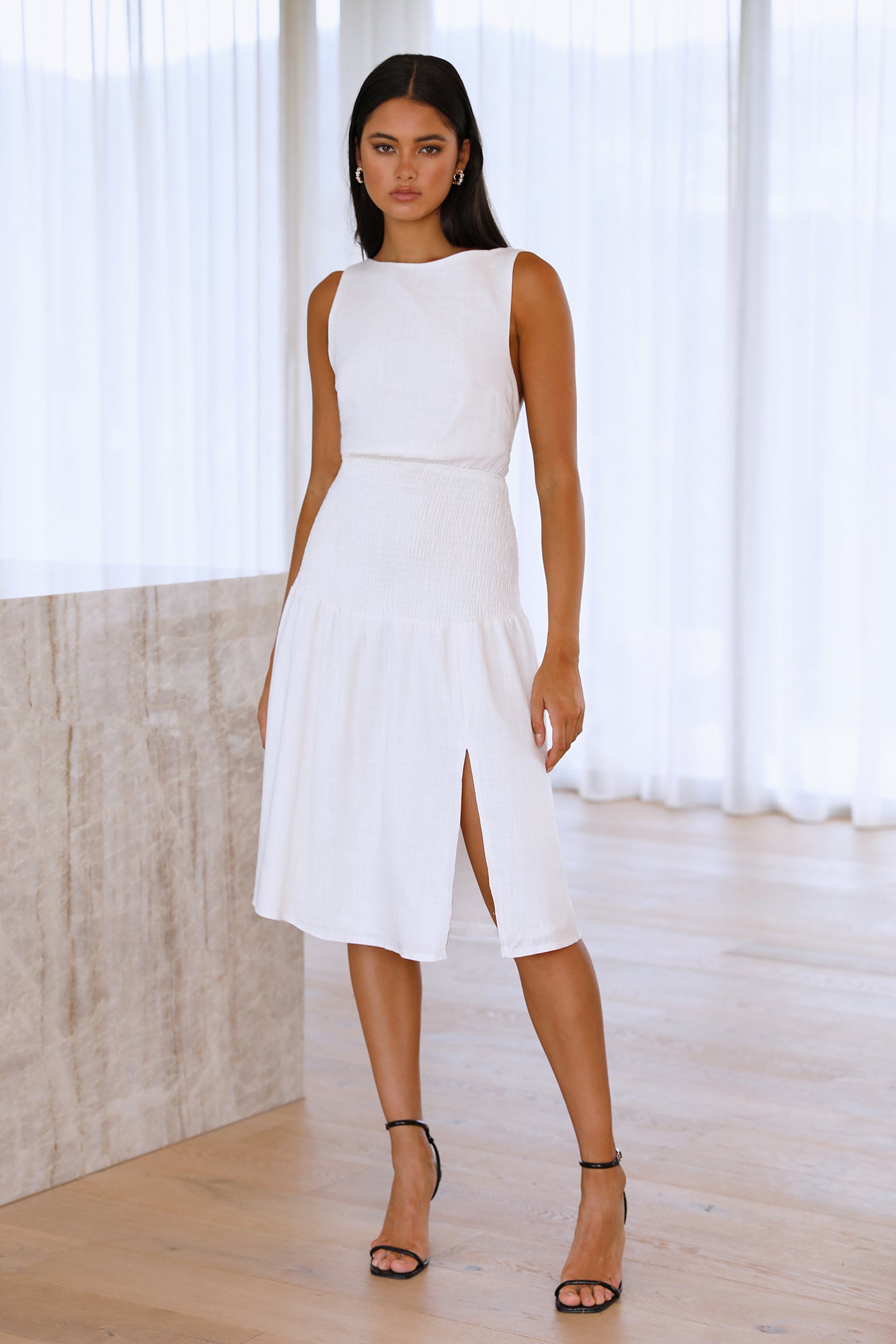 Into My Eyes Midi Dress White