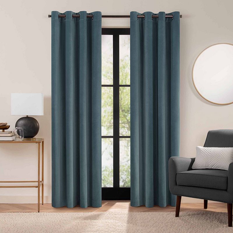 eclipse Luxury Velvet 100% Blackout Grommet Window Curtain Panel