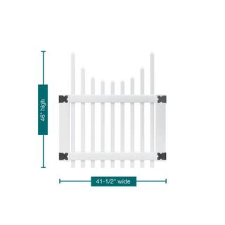 Veranda 3-12 ft. W x 4 ft. H White Vinyl Chatham Scalloped Top Spaced Picket Fence Gate 181983