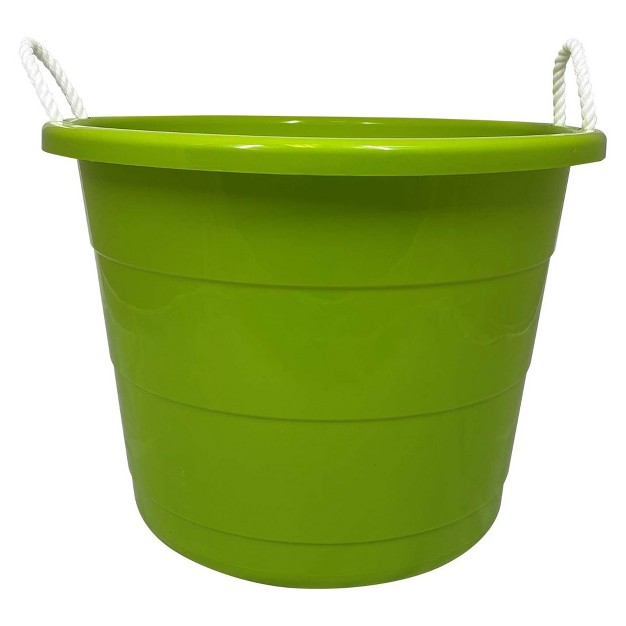 Homz 17 gallon Indoor Outdoor Storage Bucket W rope Handles For Sports Equipment Party Cooler Gardening Toys And Laundry Bold Lime Green 4 Pack