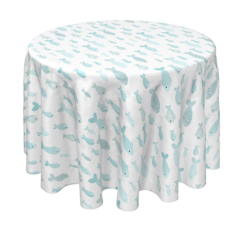 Round Tablecloth， 100% Polyester， 60 Round， Underwater Fish