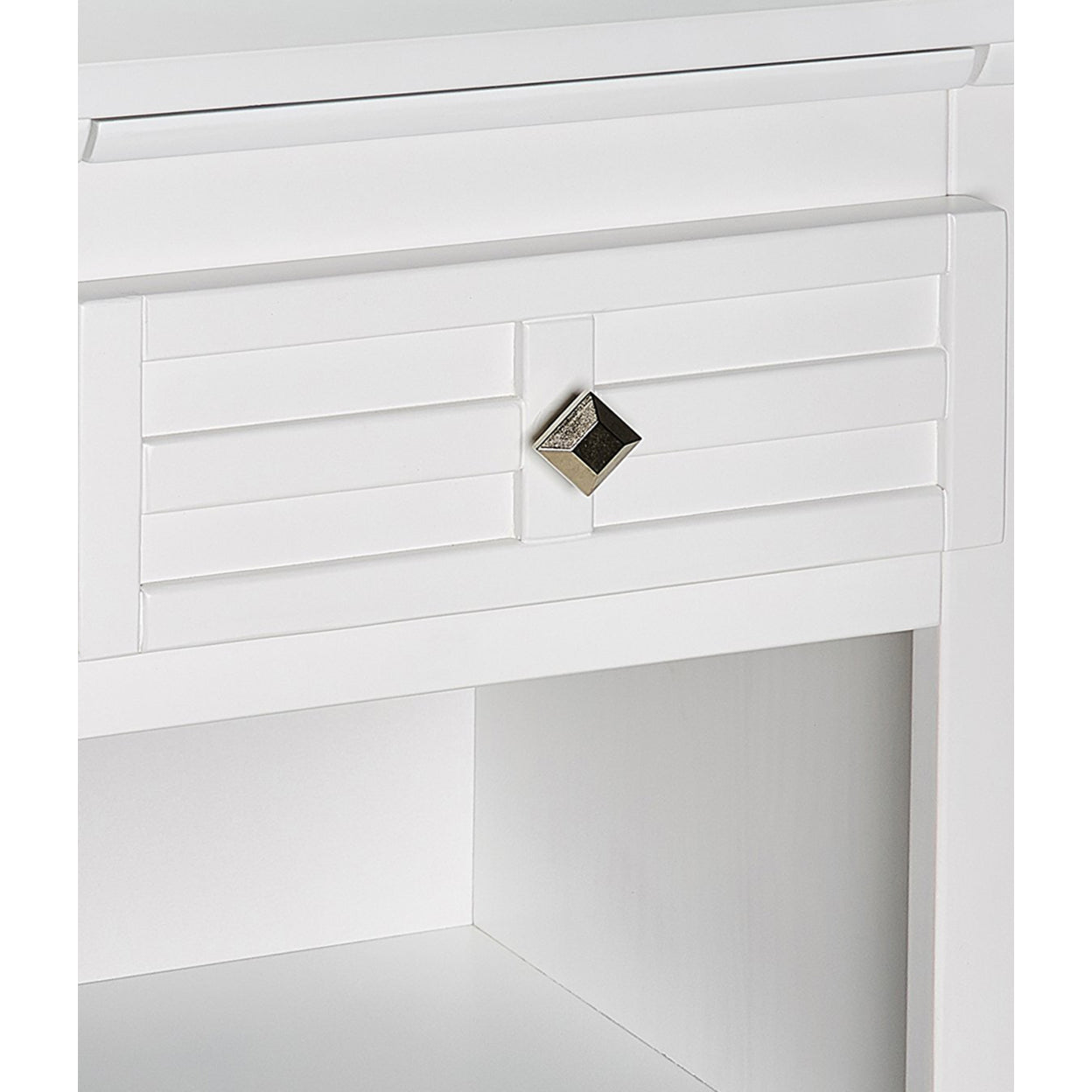 Transitional Wooden Nightstand with 1 Drawer and Bottom Shelf, White- Saltoro Sherpi