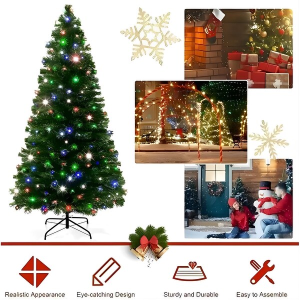 SUGIFT 7.5FT PreLit Artificial Christmas Tree with 400 LED Multicolor Lights，1405 PVC Branch