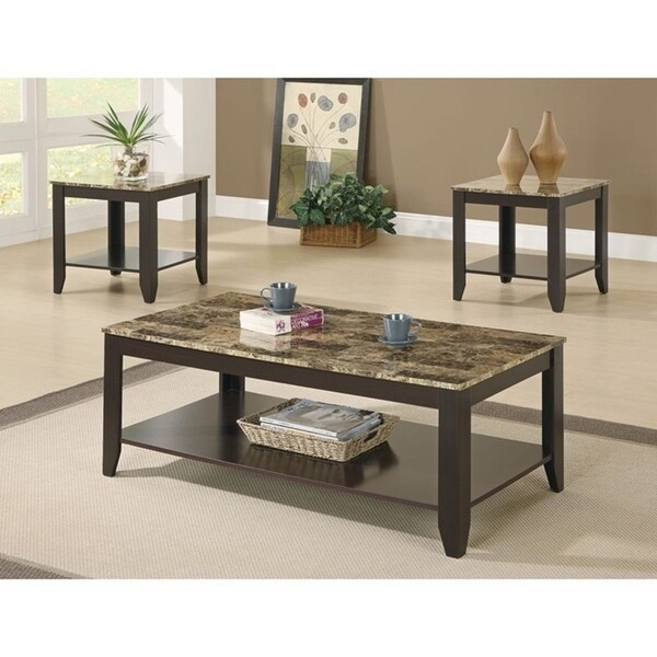 Coaster Furniture Flores Cappuccino 3-piece Occasional Table Set with Shelf