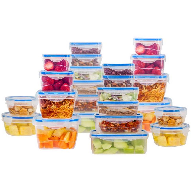 Durable Plastic Food Container Set with Snap Locking Lids