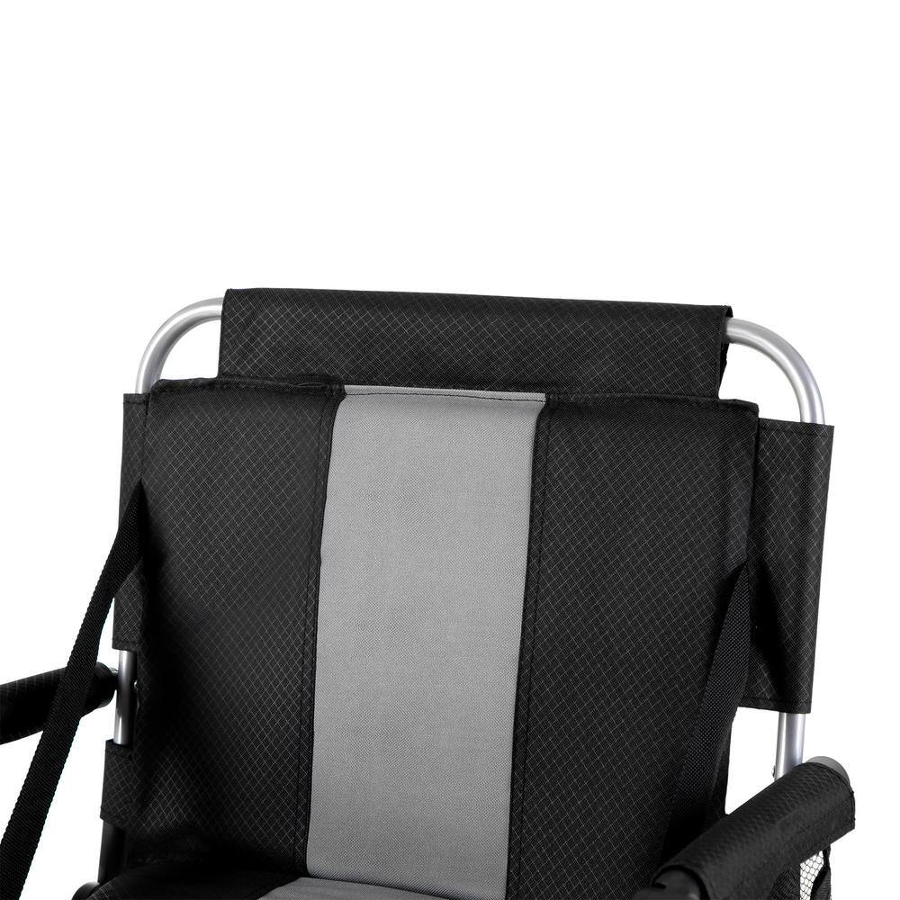 PHI VILLA Portable Stadium Seat Padded Chair with Armrests Black Gray THD-E01CC060100604