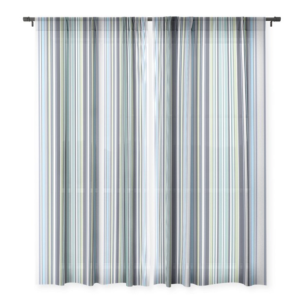 Sheila Wenzel ganny Lavender Mint Blue Stripes Single Panel Sheer Window Curtain Deny Designs