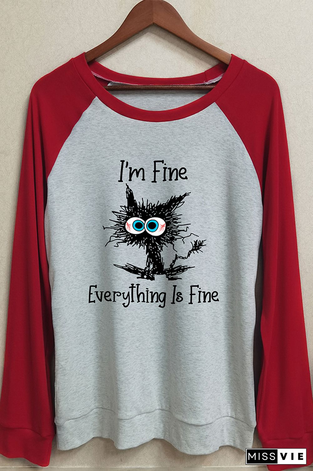 I'm Fine Everything Is Fine Long Sleeve Graphic Tee Wholesale