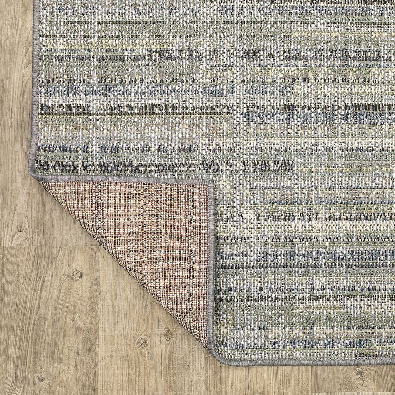 StyleHaven Calla Modern Distressed Stripe Blue Green Indoor Outdoor Area Rug