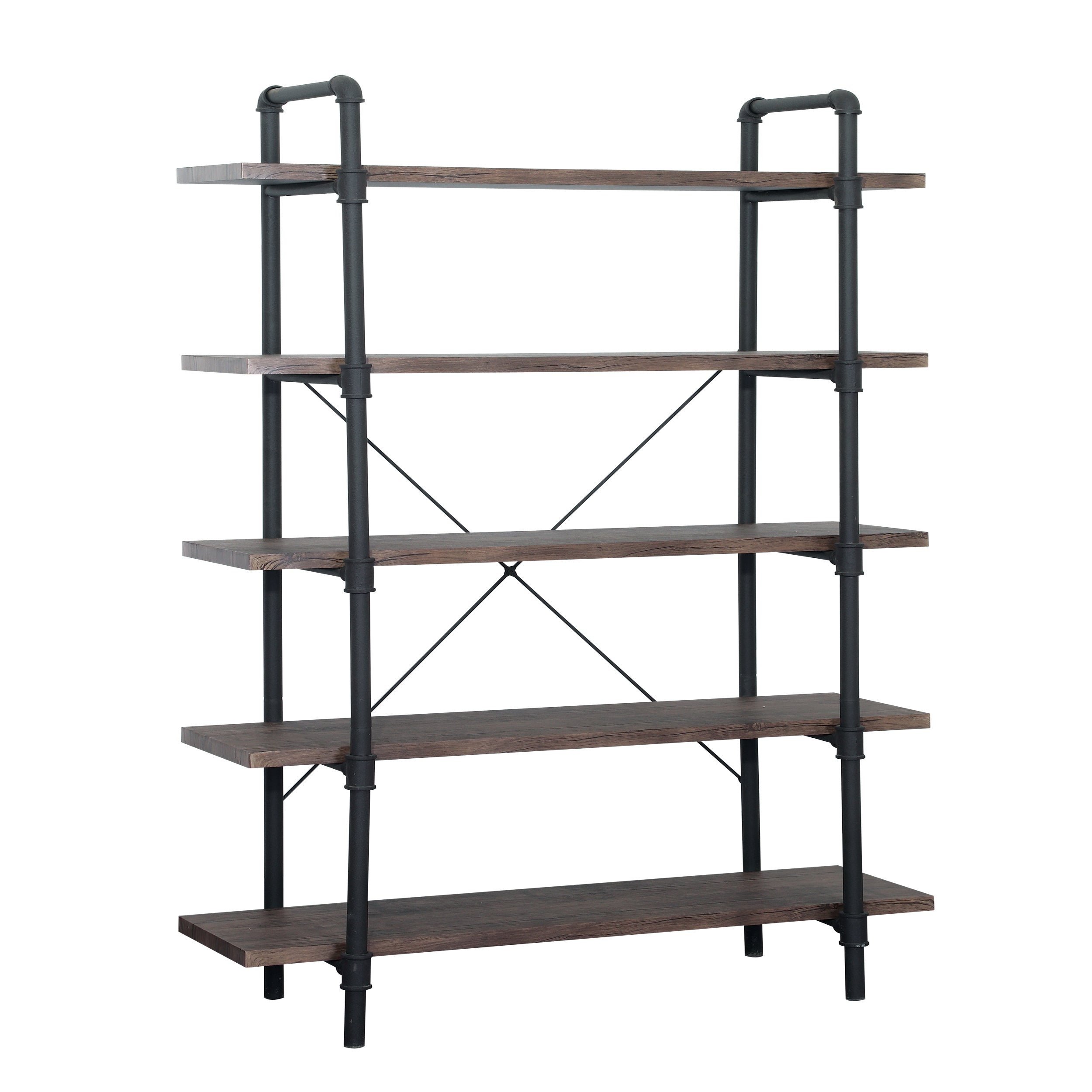 Clint Industrial Pipe Design 5-Shelf Etagere Bookcase