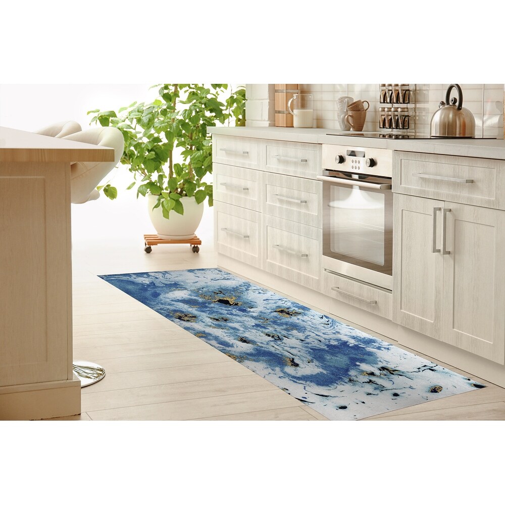 MARBLED BLUE Kitchen Mat by Kavka Designs