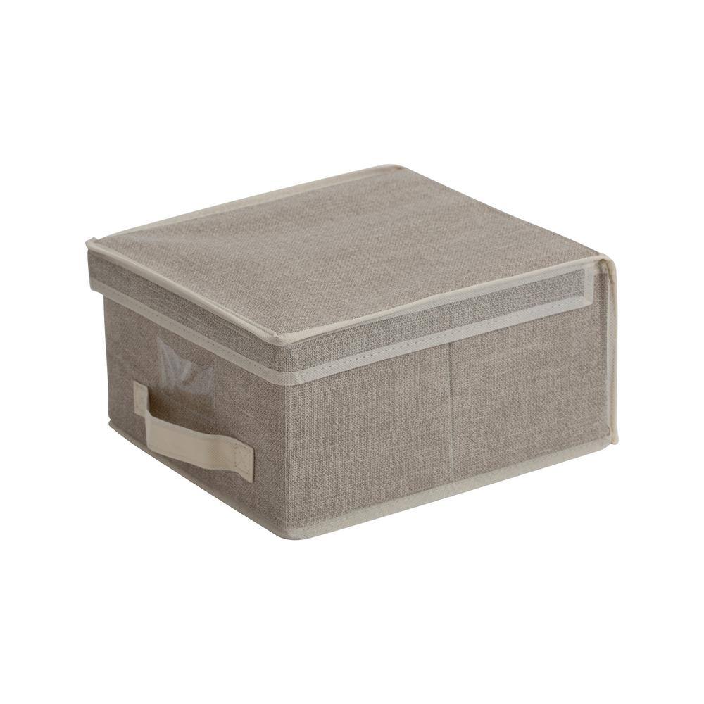 Simplify 6 in. H x 12 in. W x 11 in. D Beige Plastic Cube Storage Bin 25420-FEJ