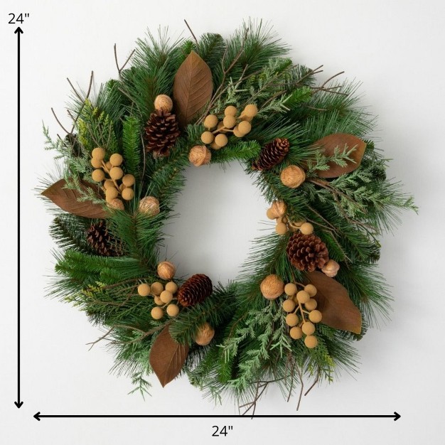 Artificial Pine Cone amp Nut Wreath Multicolor 24 quot h