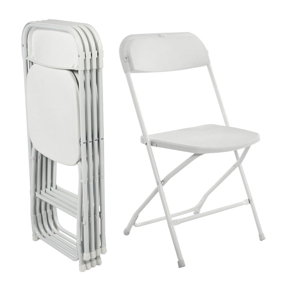 Zimtown Set of 5 White Plastic Folding Chairs Heavy Duty Portable Stackable Party Event Chairs, Plastic Portable Party Chairs