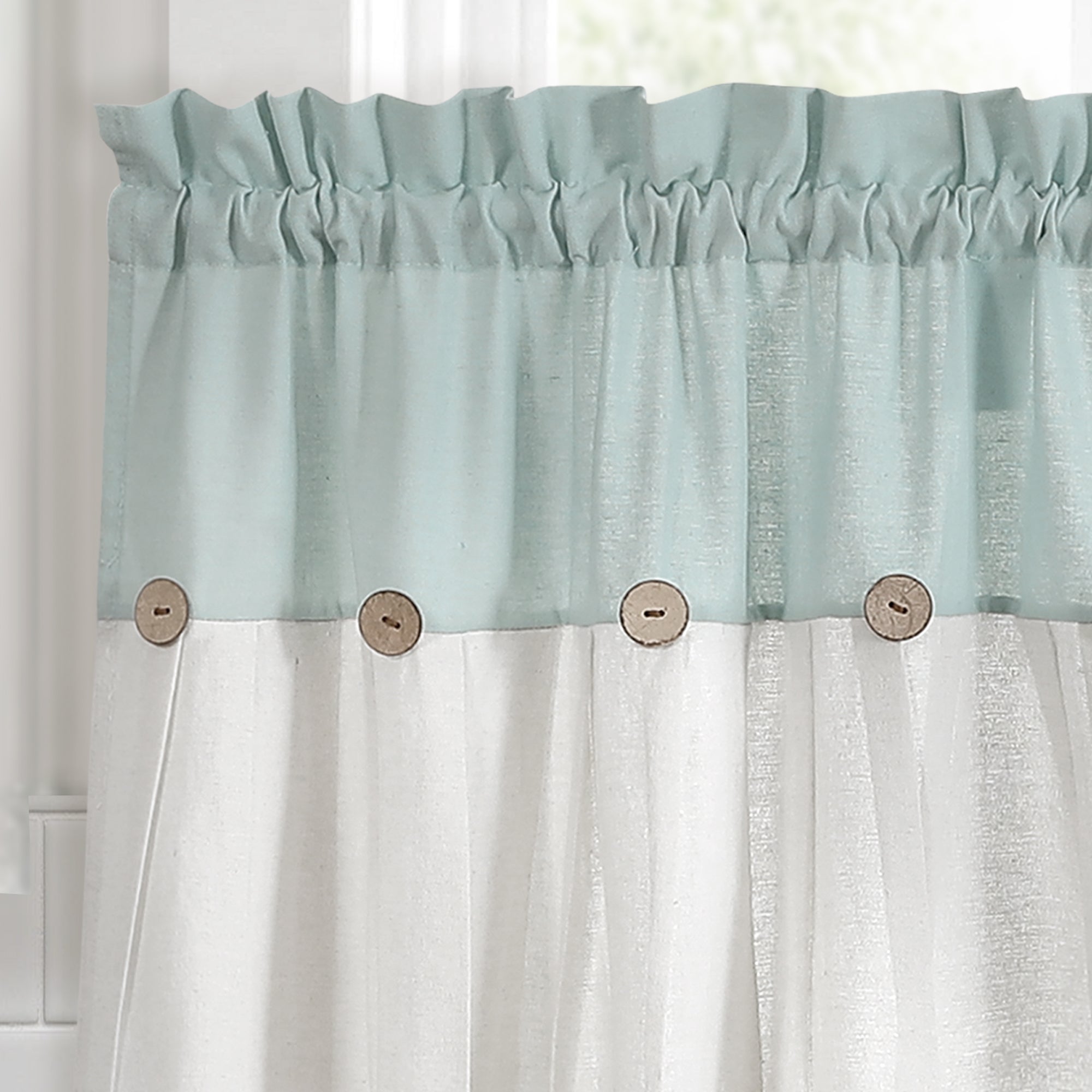 Linen Button Kitchen Window Tiers Set