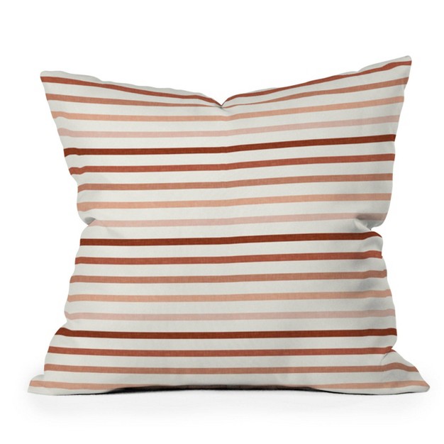 Little Arrow Design Co Terracotta Stripes Outdoor Throw Pillow Beige Deny Designs