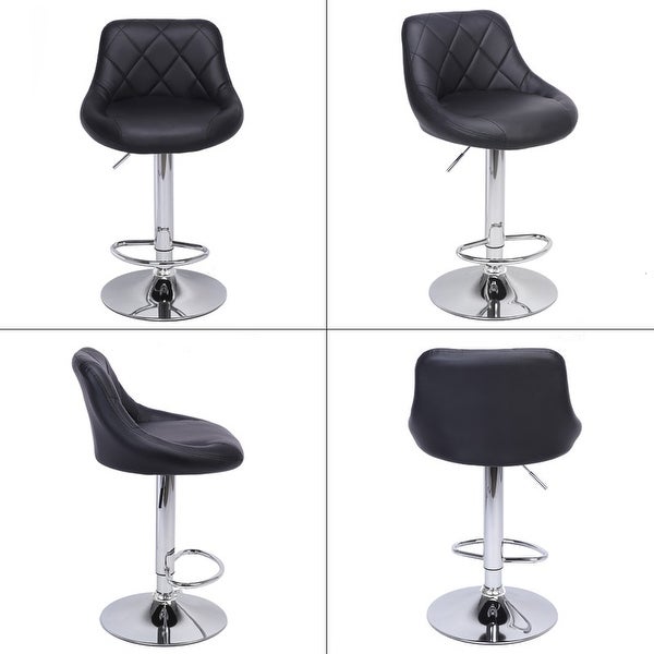 2pcs Adjustable High Type with Disk Backrest Design Bar Stools Black