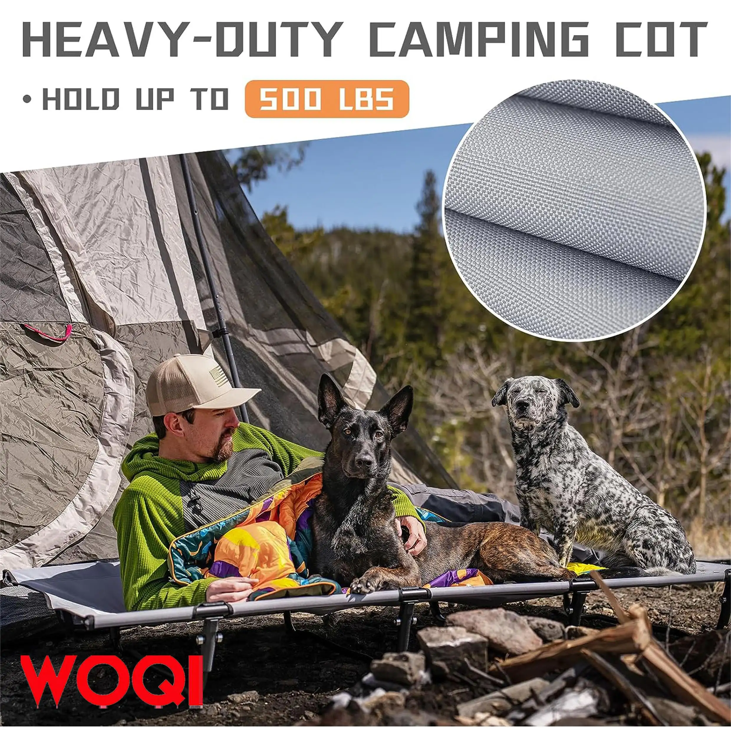 WOQI Portable Compact Ultralight Folding Tent Camping Cot Bed for Outdoor Travel