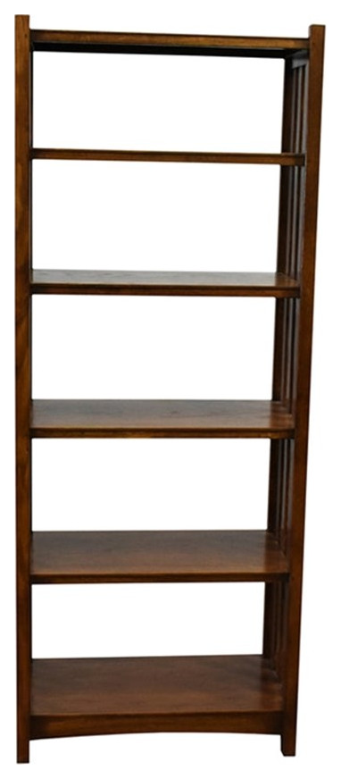 Crafters and Weavers Arts and Crafts Wood Bookcase in Walnut Finish   Craftsman   Bookcases   by Homesquare  Houzz