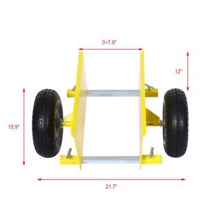 Tidoin 10 in. Yellow Lumber Transfer Panel Handbarrow Dolly with Pneumatic Wheels and 600 lb. Load Capacity GH-YDW4-168