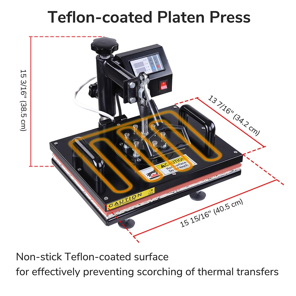 Yescom Digital Heat Press Sublimation Transfer Machine 5in1 12x15 Black