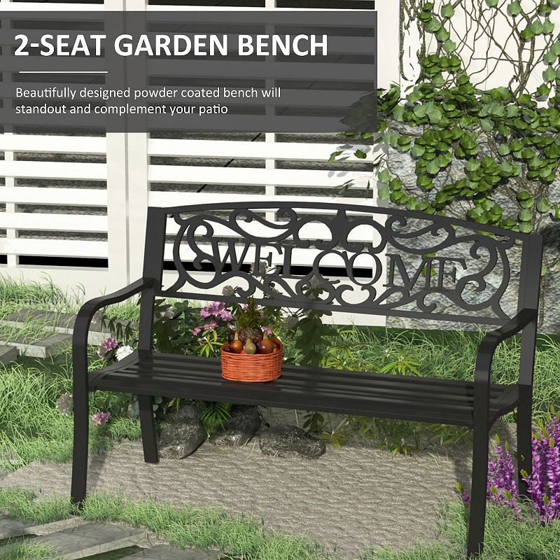 Adorable 2-Person Welcome Outside Bench w/ Waterproof Strong Waterproof Design