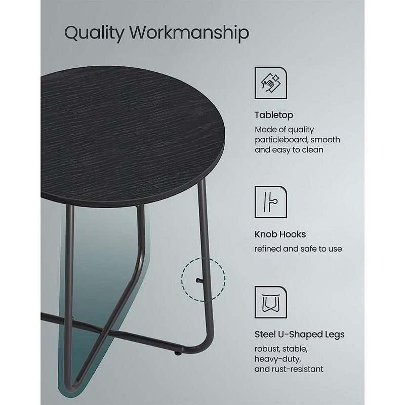 Round Modern Nightstand With Fabric Basket