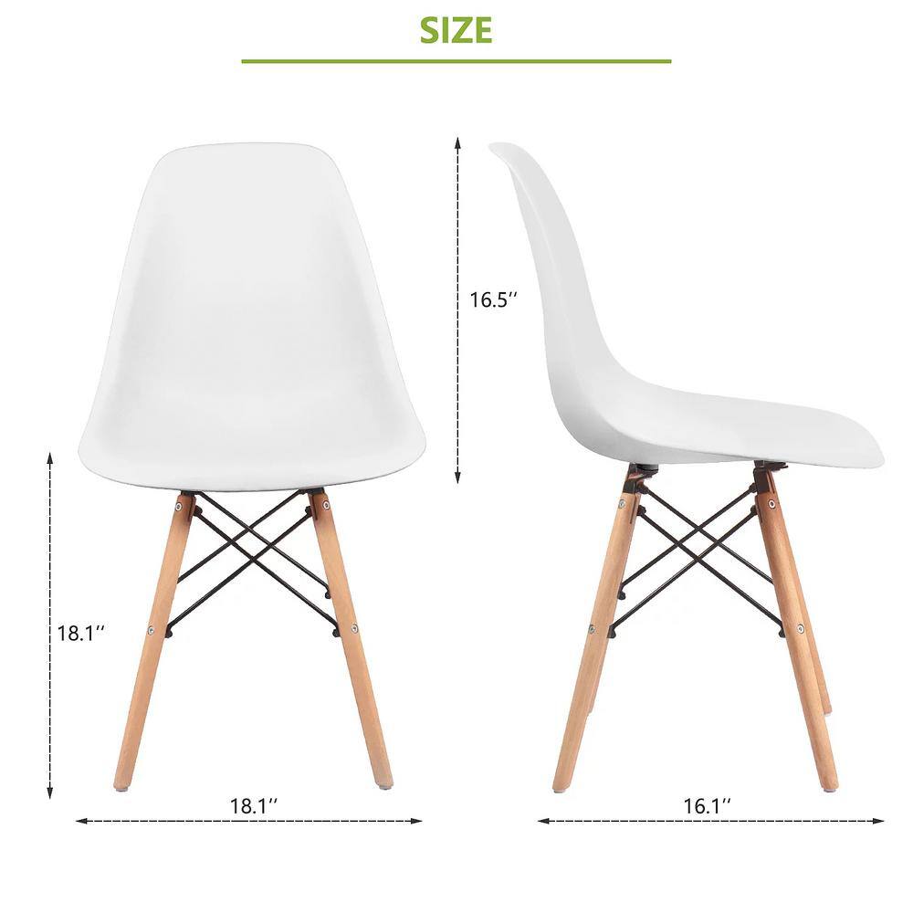 LACOO White Pre Assembled Mid Century Modern Style Dining Chair DSW Shell Plastic Side Chairs (Set of 4) T-LC80N2-4