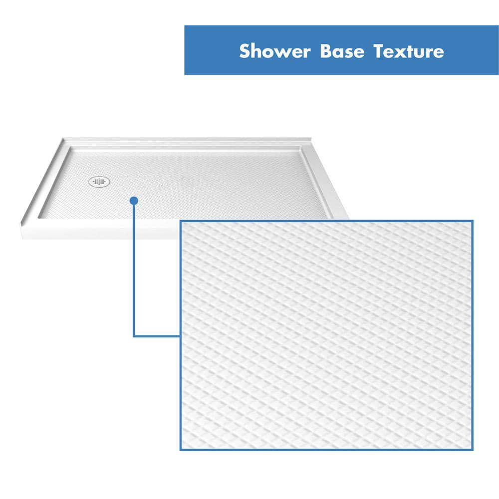 DreamLine SlimLine 48 inx 34 in Double Threshold Shower Base in White with Left Hand Drain